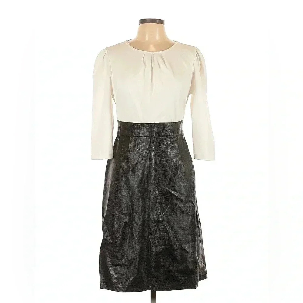 Shelby & Palmer Black and White Casual Pleather Skirt Dress 12